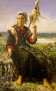 Jules Breton Brittany Girl oil